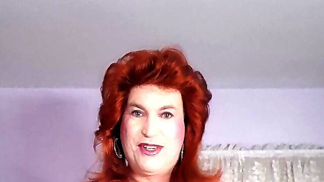 Soft and curvy redheaded granny tranny