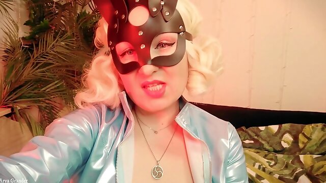 Arya Grander - Strap-on Joi In Rabbit Mask And Pvc Coat - Sexy Blonde Milf Dirty Talk Role Play