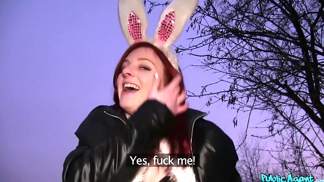 Hot Redhead Easter Bunny Girl Fucked Outside - sex for cash