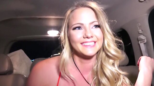 Blonde College Chick Goes Wild - Lilly Sapphire enjoys her car sex adventure