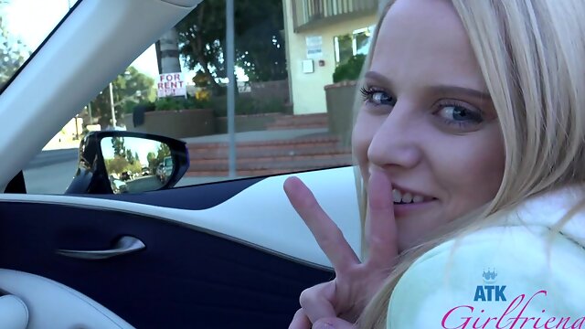Slender blondie Paris White gives a footjob and rides in reverse