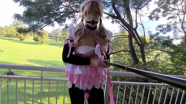 Sissy Maid Fucked, Chastity Cage, Anal Orgasm, Huge Dildo, Hands Free, Instruction