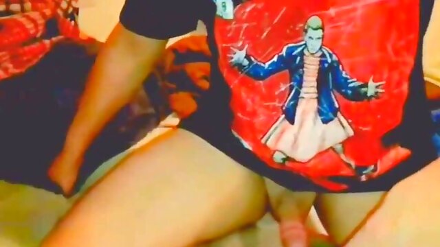 Me spanking my ball-sac against my rump in slow movement