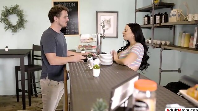 Obese dark-haired is getting on all fours in front of a splendid dude and blowing his knob before getting plumbed