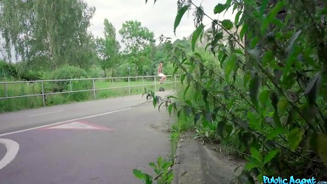 Slender, first-timer honey is fellating and railing a rock rigid fuckpole under the bridge and liking it