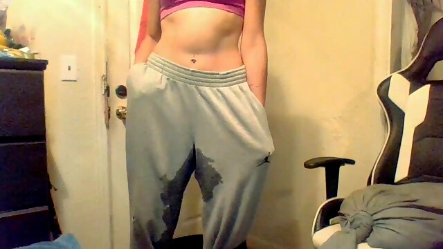 First-Ever urinate flick (in sweatpants)