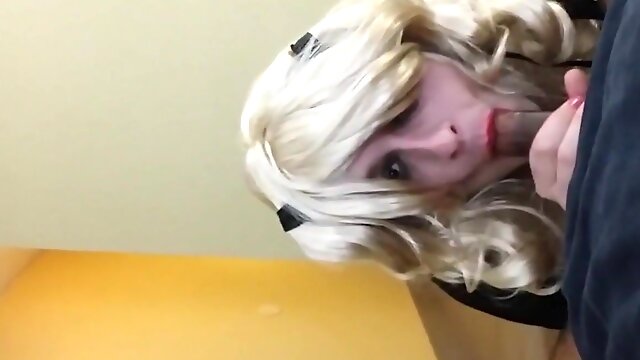 Sissy crossdresser sucks and swallows BBC 7