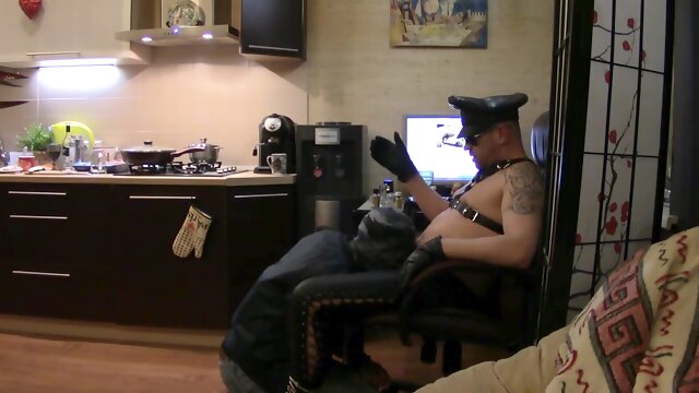 SADISM & MASOCHISM sesh with nineteen y.o. victim -skinhead -flog,slobber, spank and kick in the face with leather mittens