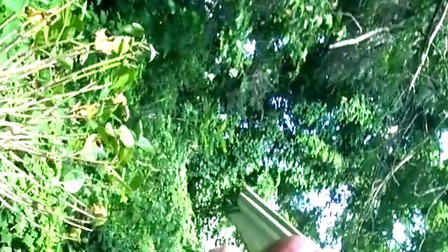 Teenie splatters spunk all over front porch