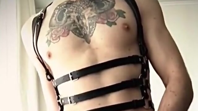 V-Card Belt Stud Posing on Web Camera and Railing a Fake Penis