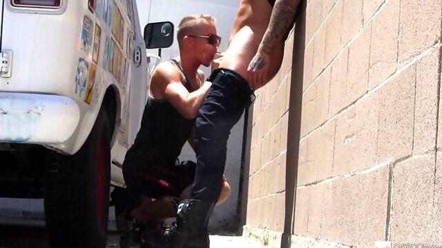 Pretty boy Parker London in a public blowjob movie