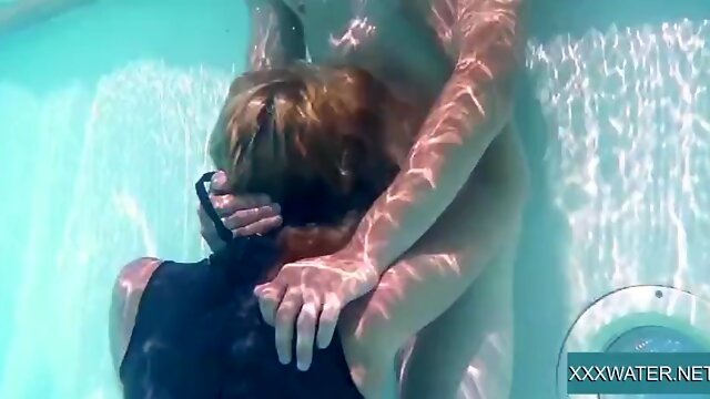 Sloppy blowjob underwater