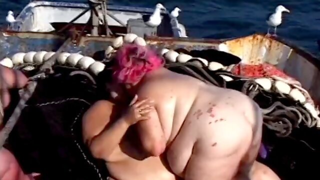 Horny BBW lifeguards fuck each other on deck with toys