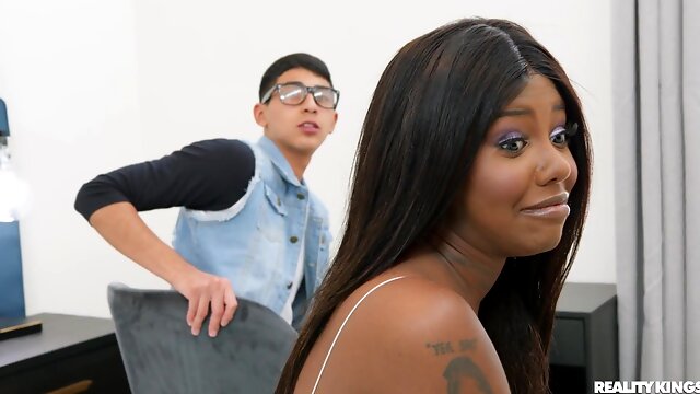 Behind His Moms Back - interracial with ebony babe Daizy Cooper