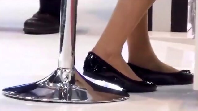 Hostess shoe play foot dip nylon pantyhose