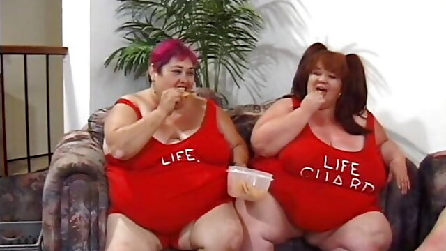 Four horny BBW lesbian lifeguards have a sex toy fuck fest
