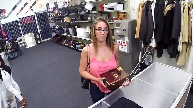 Sweet chick Layla London is being fucked at the pawn shop
