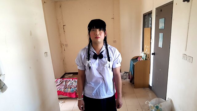 Asian Schoolgirls, Asian Outdoor, School Uniform, Thai Ladyboy Teen, Thai Solo