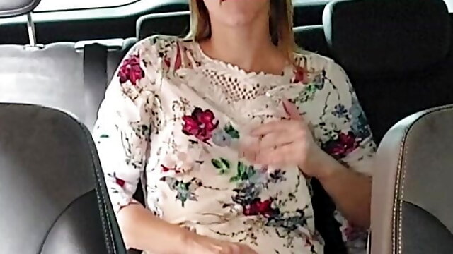 My wife gets the urge with 3 actions masturbation fingering riding in the car