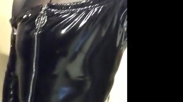 Playing in my black pvc body, nylons and plastic wrap II