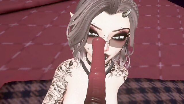 Puny slut Gags on your manhood while giving Sloppy Head! ! (vrchat, erp, Oral)