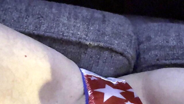 Playing in satin panties