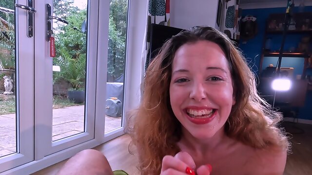 Sexy teen smiles to the cam holding the dick and getting ready for insane perversions