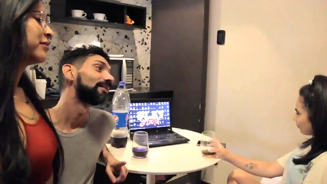 Tattooed lesbians make up next to ones hubby - Real amateur