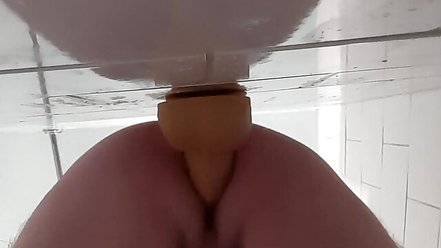 Deep hard fucked by wall dildo and cumming