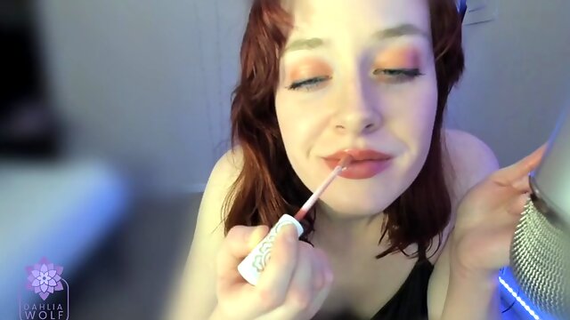 ASMR  HOT redhead, sweet lip gloss kisses