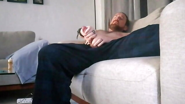 Enjoying my big think uncut dick