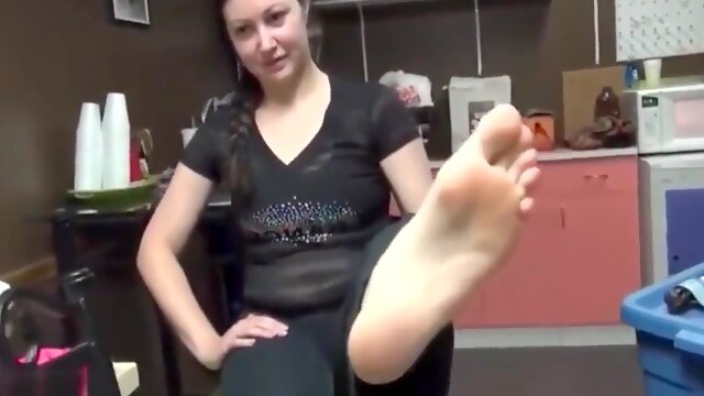 Brunette Girl Takes Off Her Socks To Show These Pretty Feet