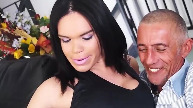 Brazilian Big Booty Tranny Ass Fucked by Horny Old Man