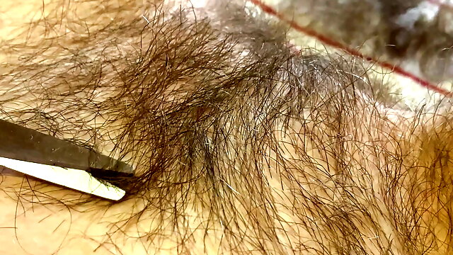 Shaving Hairy Pussy, Trimming And Shaving, Trim Bush