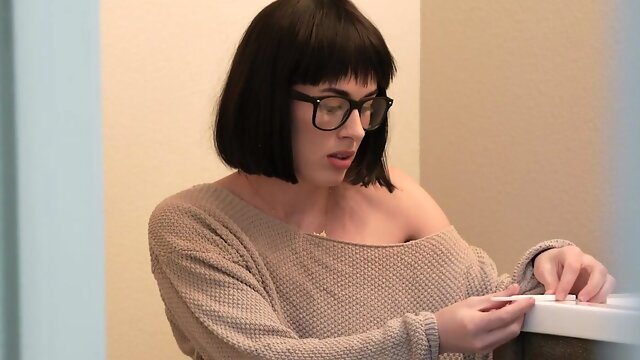 Brunette Olive Glass having fun while riding her mans dick in POV