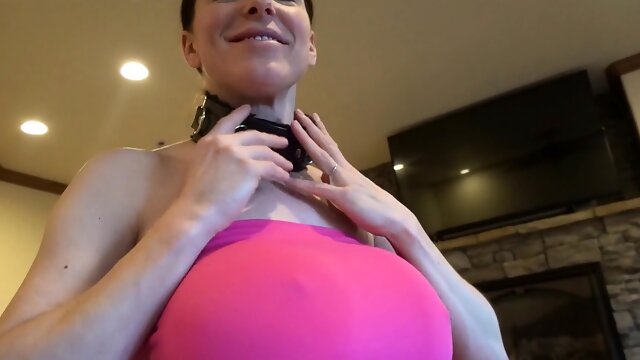 Submissive milf with fabulous big tits worships POV cock