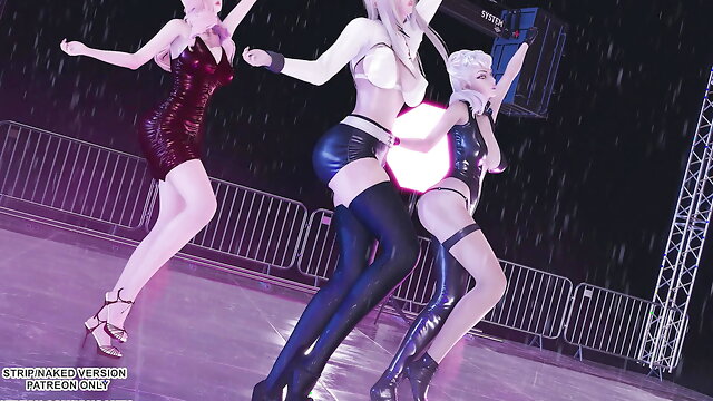 MMD Solar - Spit it out Ahri Evelyn Seraphine Sexy Kpop Dance 4K