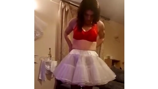 Putting on my sissy maid outfit