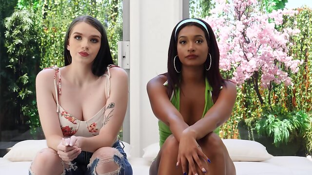 Amazing girls Emily and Addis want to share a dick in POV