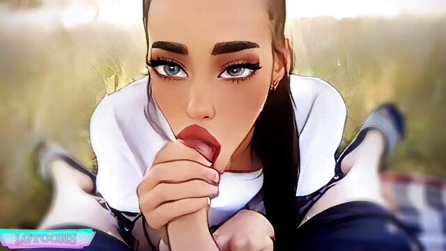 Anime Girl Making BJ in the Forest