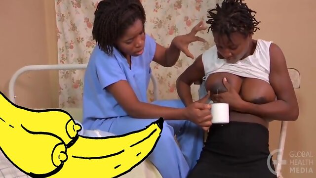Ebony Lactation, Lesbian Tit Milking