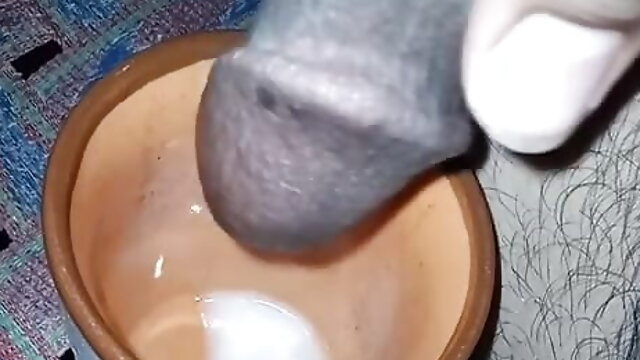 Masterbating and cumming in cup 