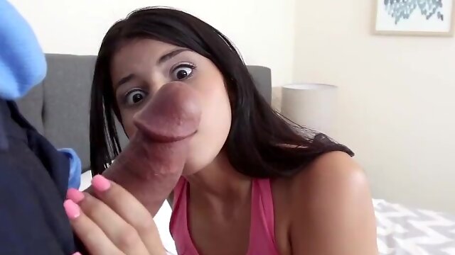 Petite Latina Sadie Pop needs stepdads cum on her cute face