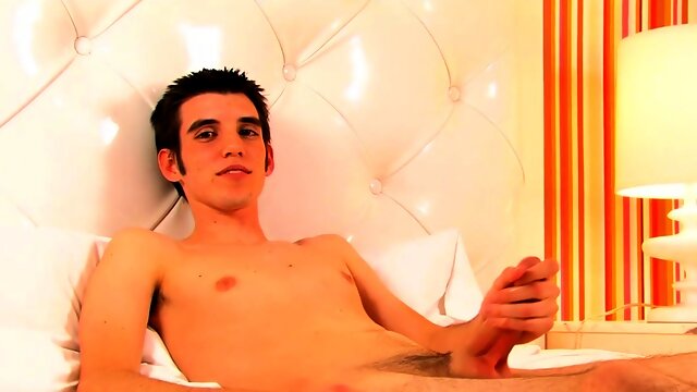 Adorable twink Clay Johnson masturbates his long dick solo