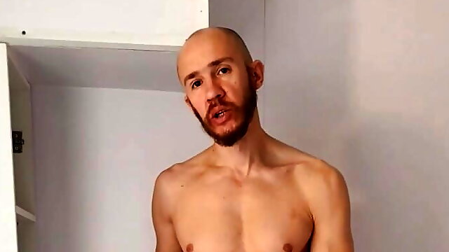 Bearded skinny whore jerks the dick in the shower 