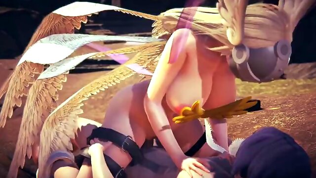 Angewomon Cowgirl : Digimon Hentai Parody