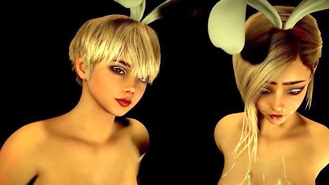 He Gets Sucked By 2 Blondes In Bunny Cosplay - 3D Animation - VAM