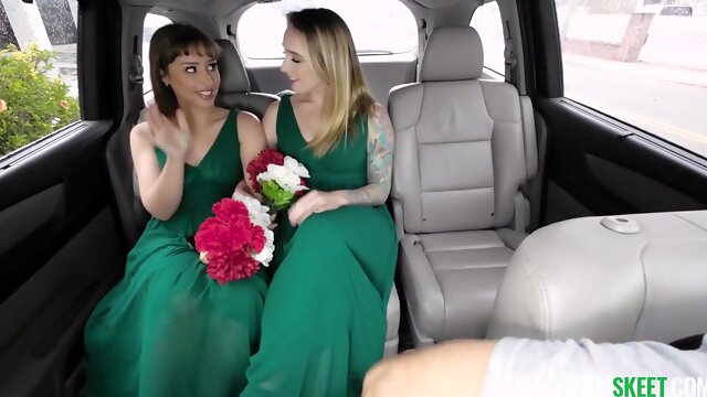 Bridesmaids were on their way to the wedding but their plans changed when they saw a hot taxi driver