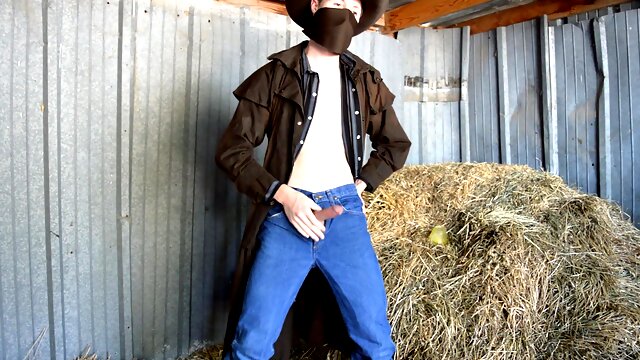 Hung Redneck Country Boy Cowboy Secretly Fucking In The Barn - Boots Trench Coat Hat