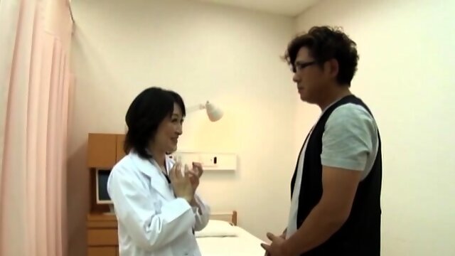 Hot Japanese doctor sucks and rides a dick in her office